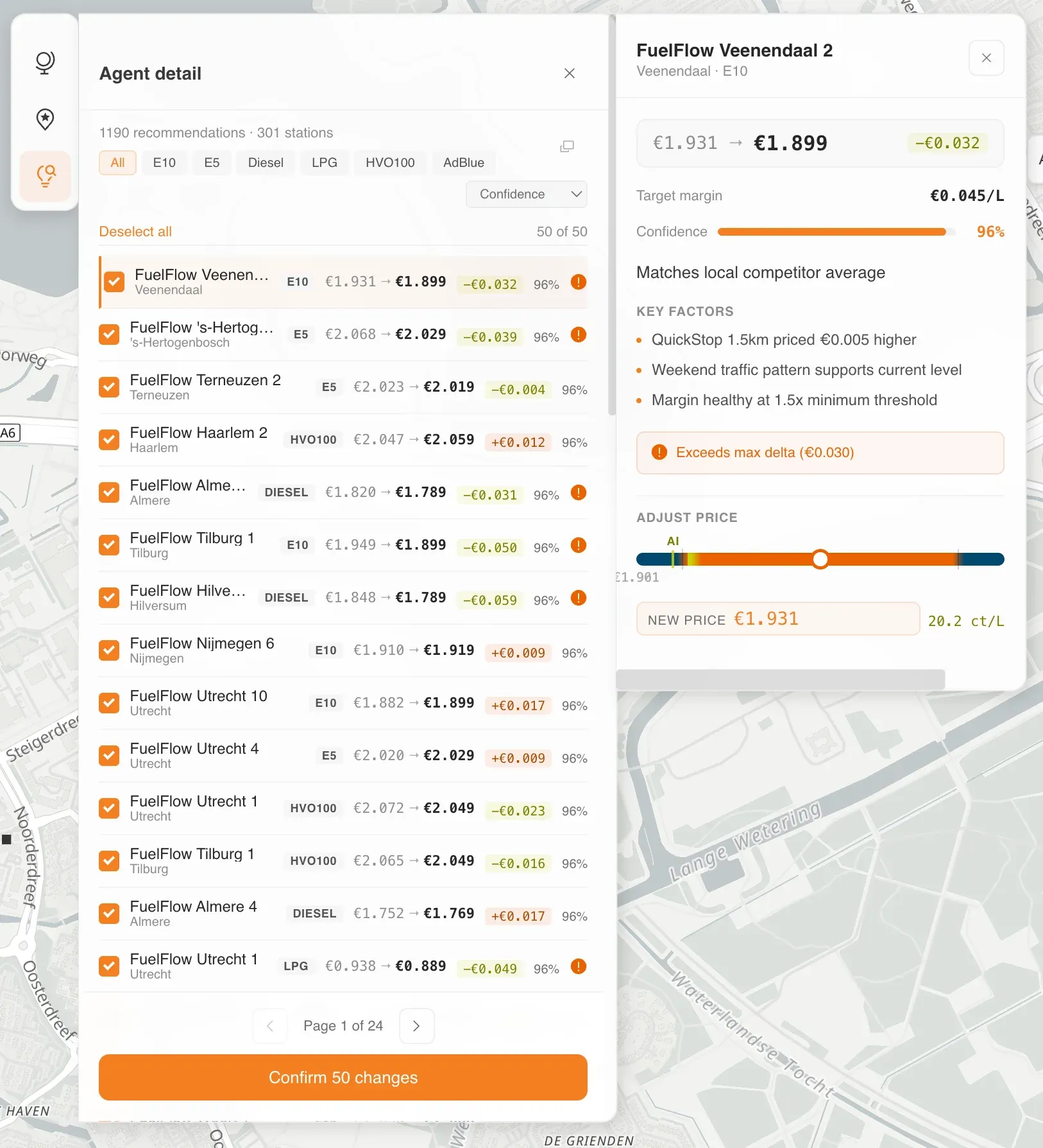 AI batch recommendations in the live prototype